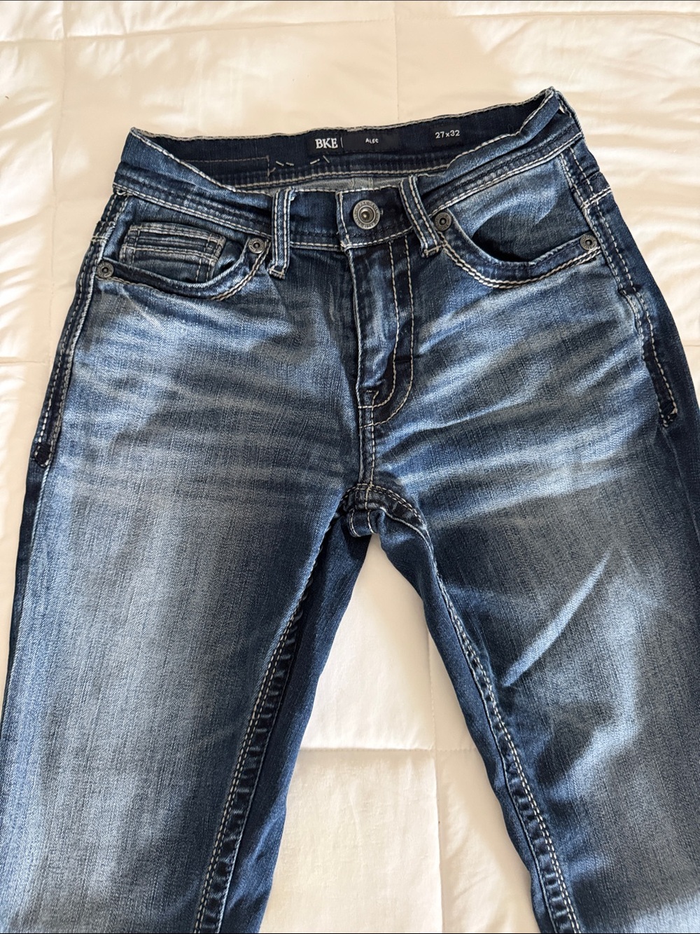 Buckle Men’s Dark Blue Distressed Slim Jeans